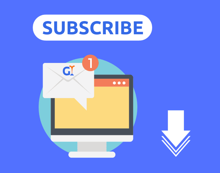 Illustration of a computer displaying a Subscribe button and an email notification, prompting newsletter signup