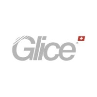 Logo of Glice, a company specializing in synthetic ice rinks, with the Swiss flag indicating its national origin.